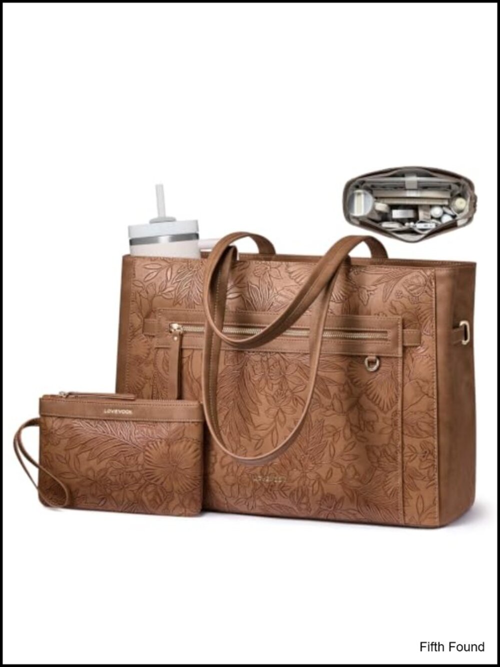 Faux Leather Laptop Tote Bag 15.6 Inch Work Computer Bag